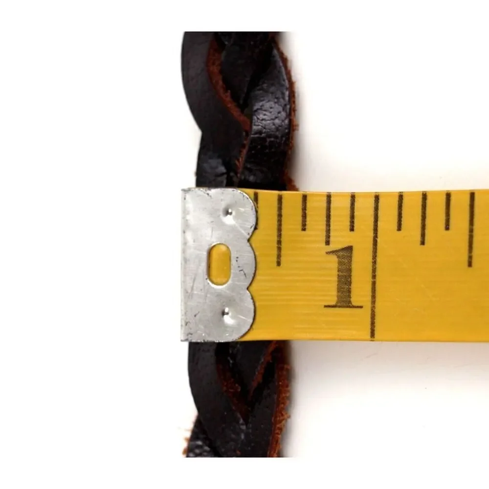 SKINNY STUDS WOVEN BROWN REAL LEATHER 5/8